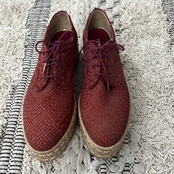 Pons Quintana red Leather Lace Up Espadrilles - Picture 2 of 6